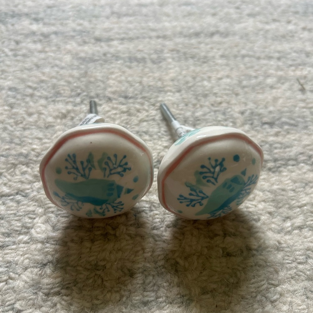Anthropologie Blue and White Ceramic Knobs